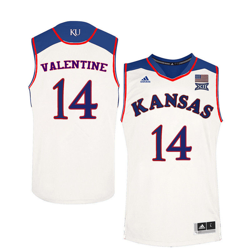 Men Kansas Jayhawks #14 Darnell Valentine College Basketball Jerseys-White